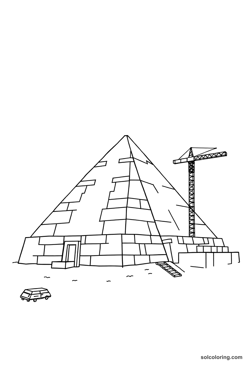 Simple Egyptian Pyramid Construction Site coloring page, free printable simple style