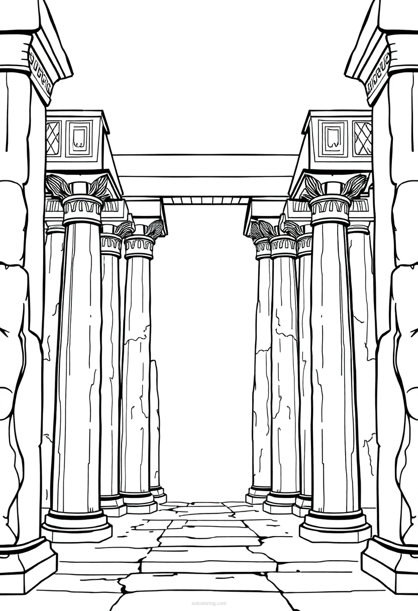 Egyptian Temple Columns coloring page for kids