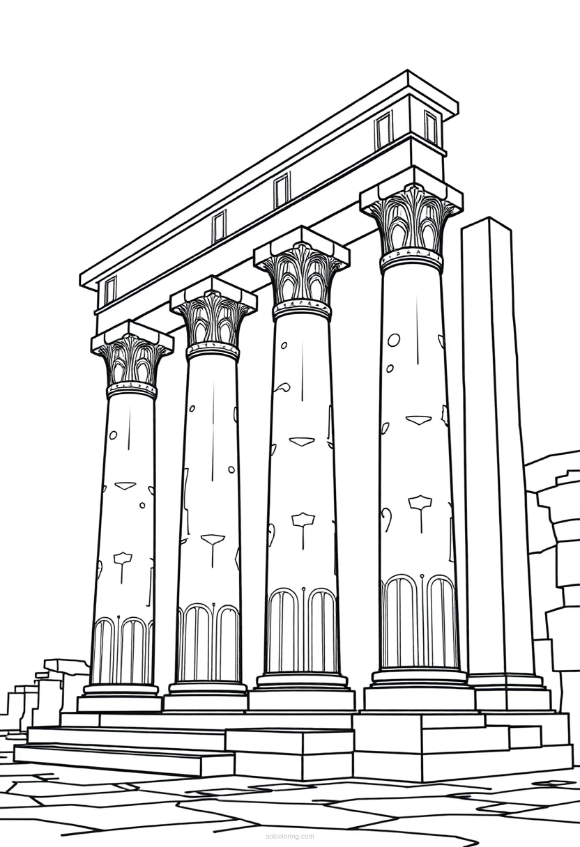 Egyptian Temple Columns coloring page for kids