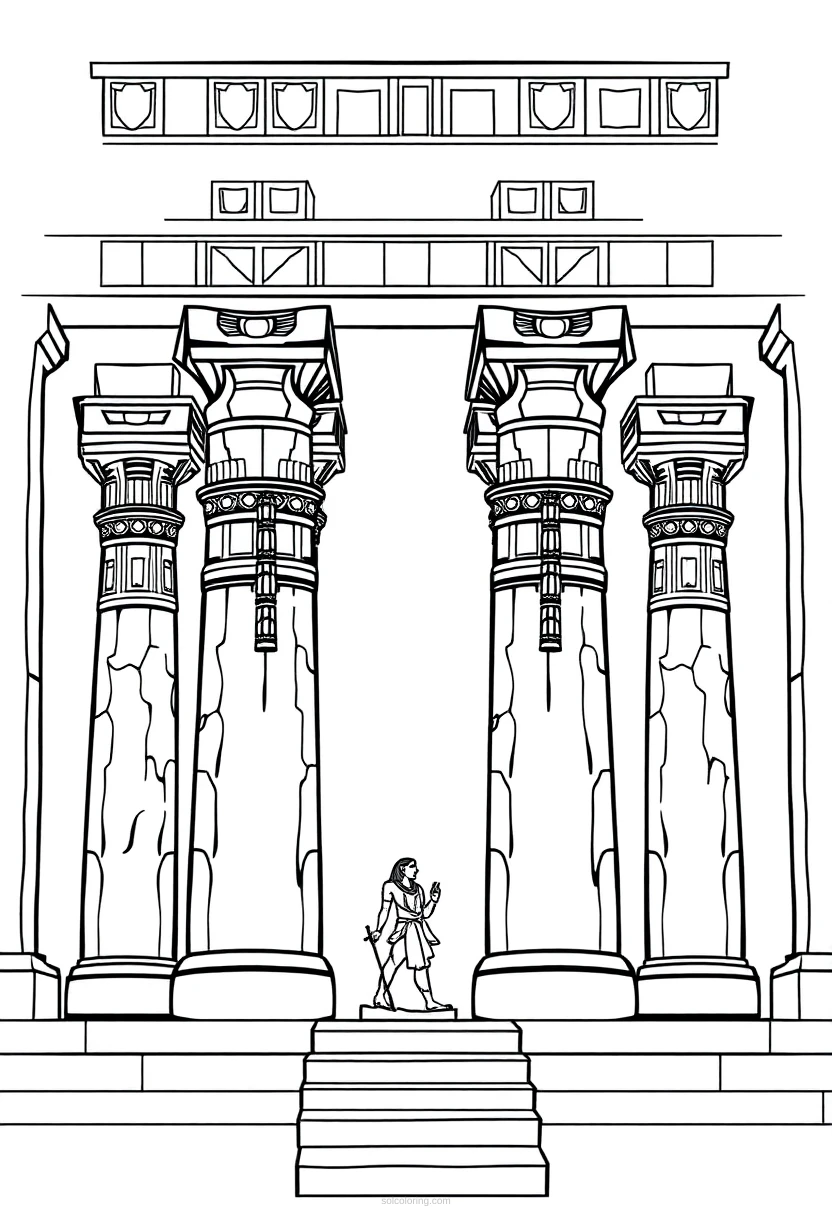 Egyptian Temple Columns coloring page for kids