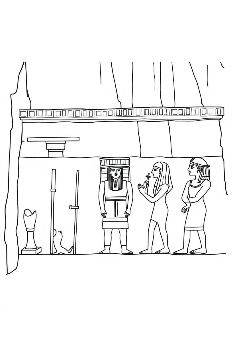 Egyptian Tomb Wall Paintings coloring page, free printable