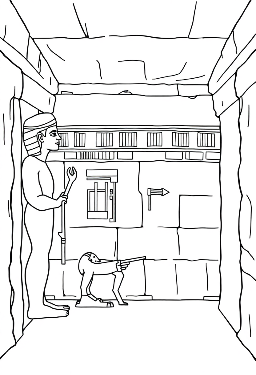 Egyptian Tomb Wall Paintings coloring page, free printable