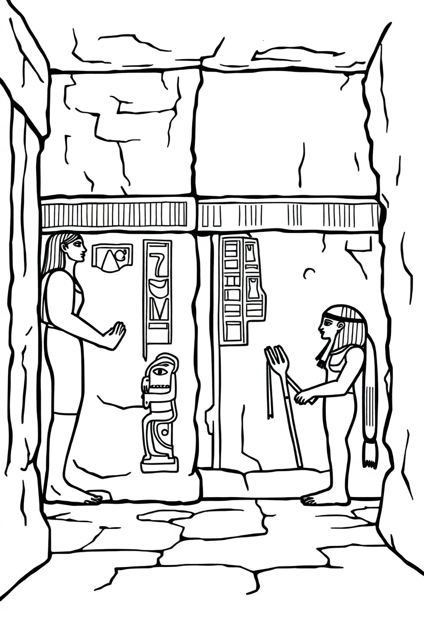 Egyptian Tomb Wall Paintings coloring page, free printable