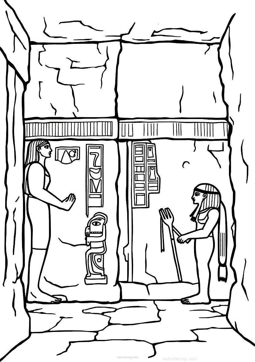 Egyptian Tomb Wall Paintings coloring page for kids