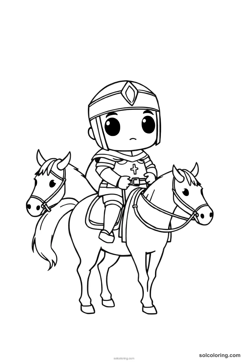 Chibi El Cid on Horseback chibi coloring page for kids