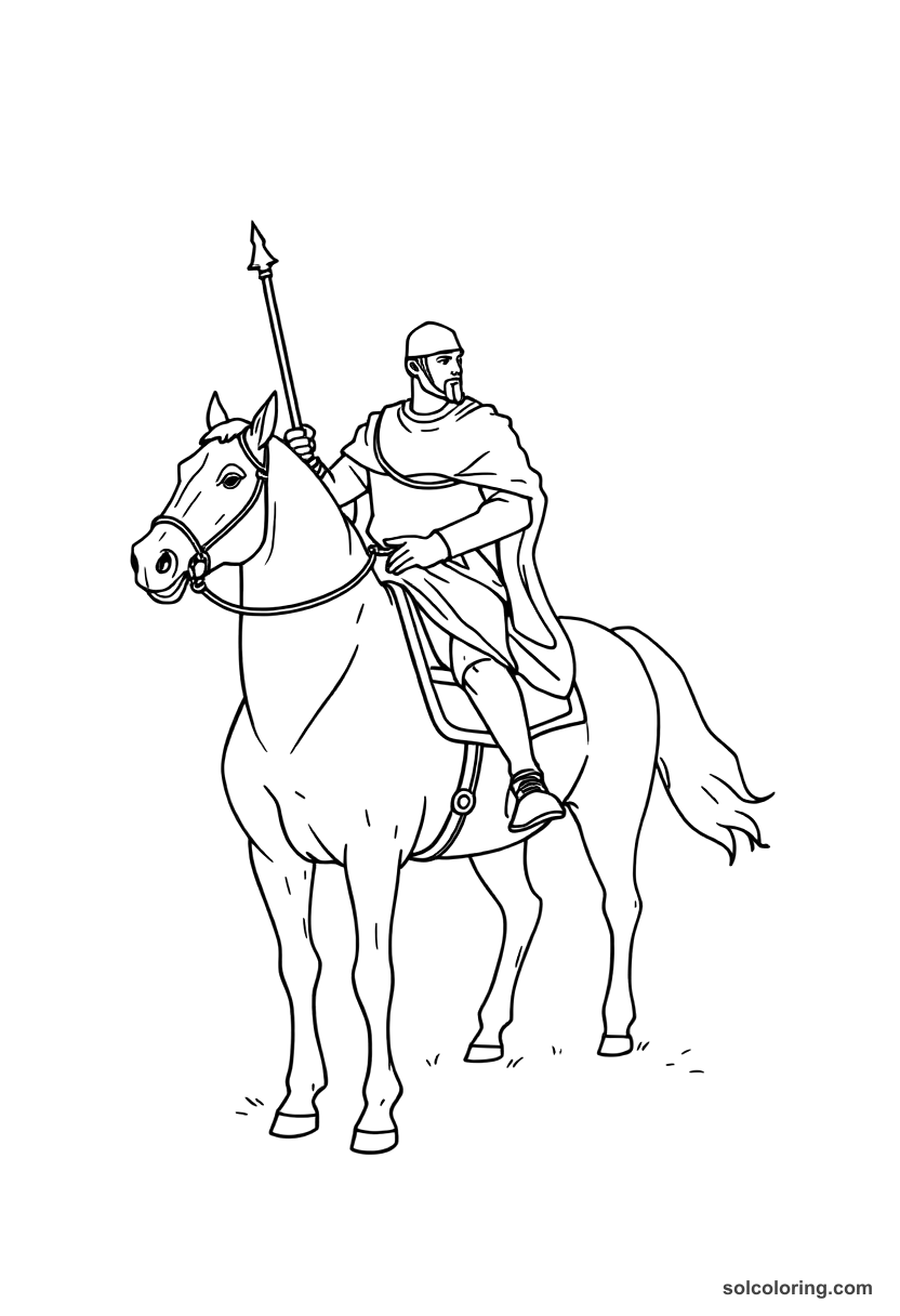 Simple El Cid on Horseback coloring page, free printable simple style