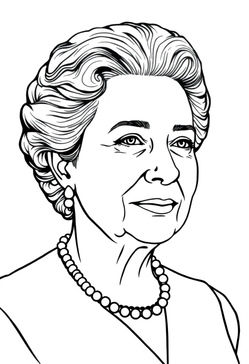 Eleanor Roosevelt Portrait coloring page, free printable