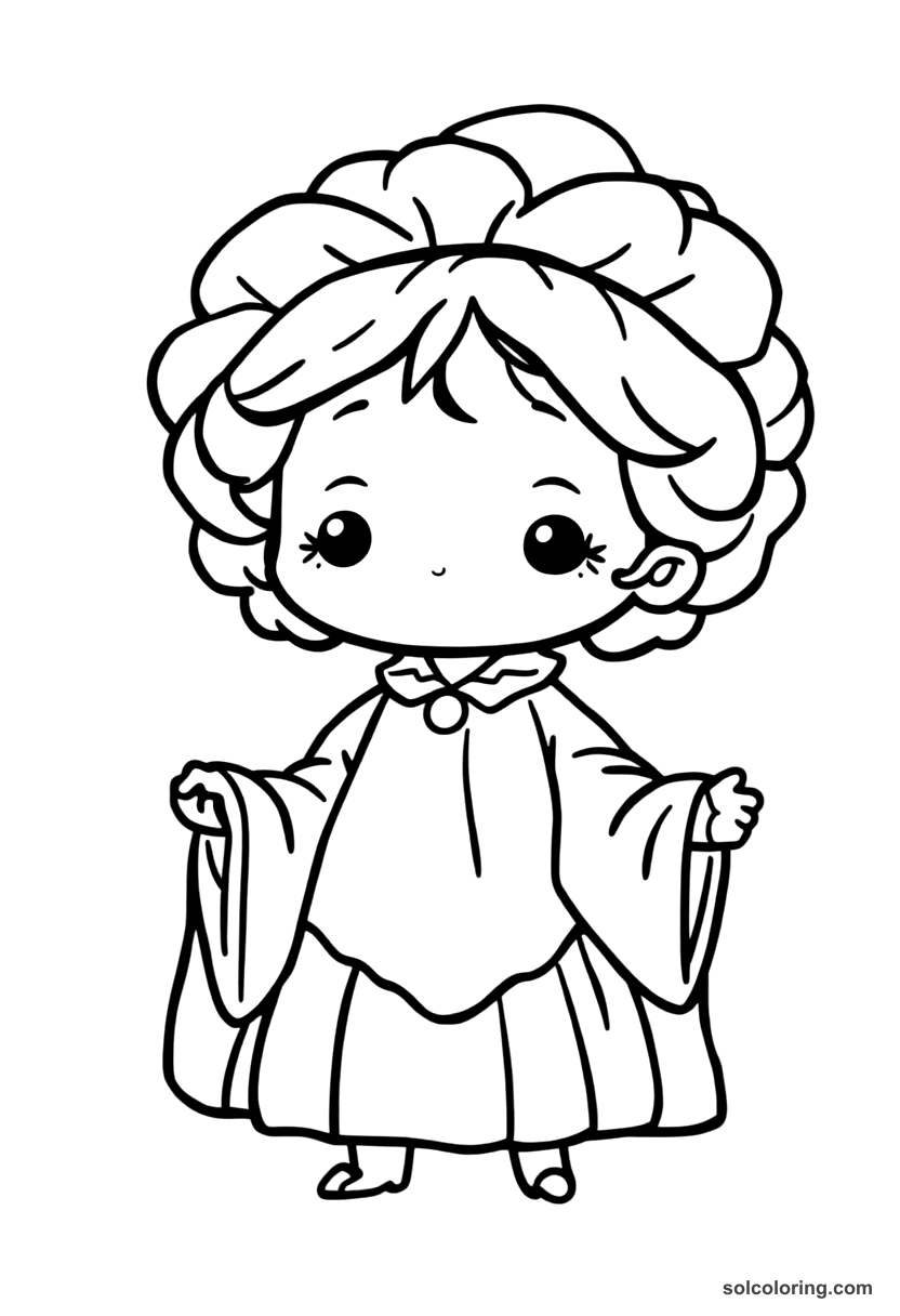 Chibi Elizabethan Theater Performance coloring page, free printable chibi style