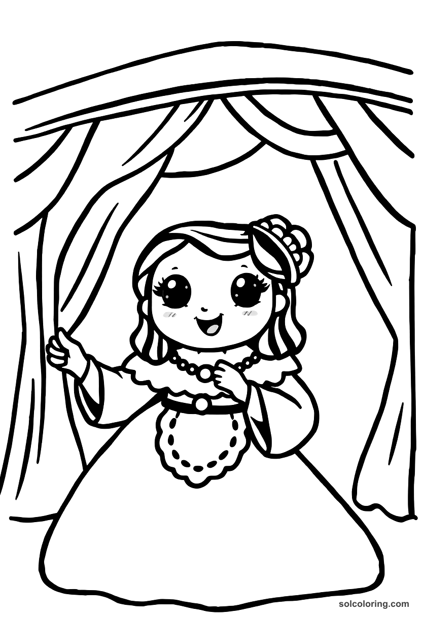 Cute Cartoon Elizabethan Theater Performance coloring page, free printable cute cartoon style