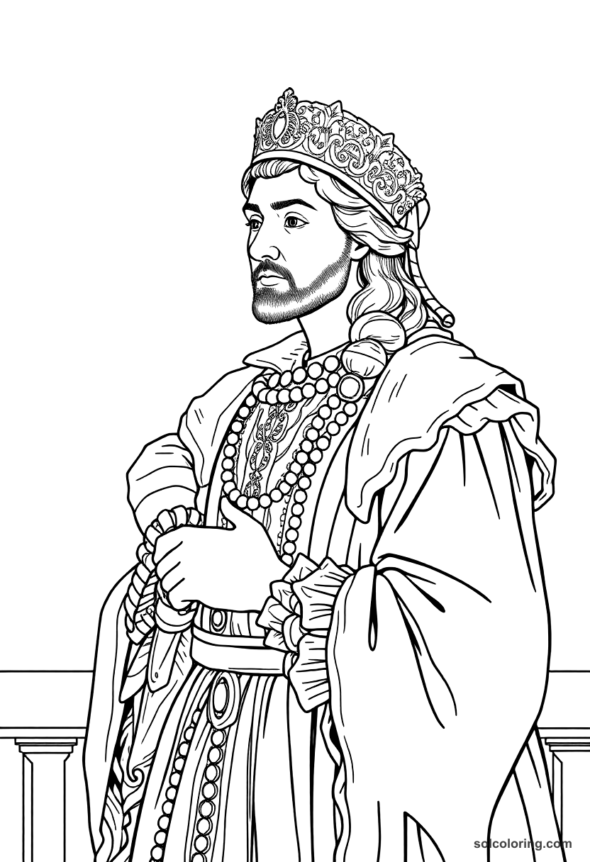 Elizabethan Theater Performance coloring page, free printable detailed style