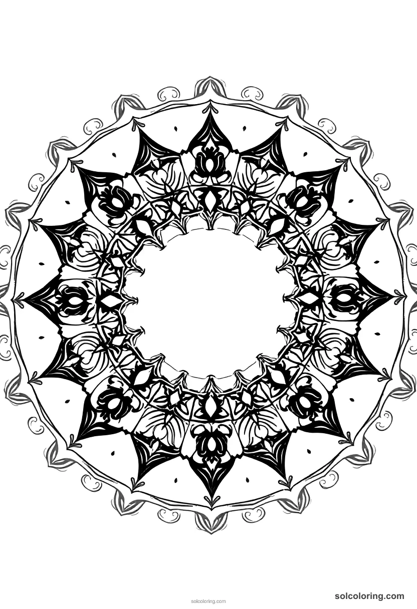 Mandala Elizabethan Theater Performance mandala coloring page for kids