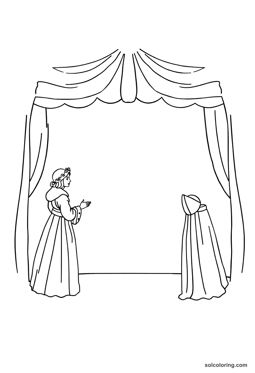 Simple Elizabethan Theater Performance coloring page, free printable simple style
