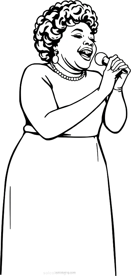 Ella Fitzgerald Performing coloring page for kids