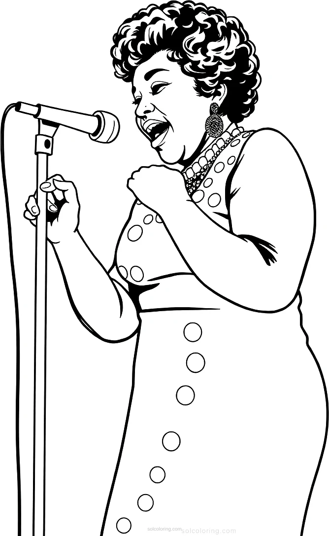Ella Fitzgerald Performing coloring page for kids