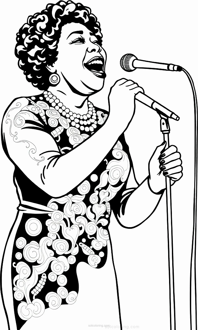 Ella Fitzgerald Performing coloring page for kids