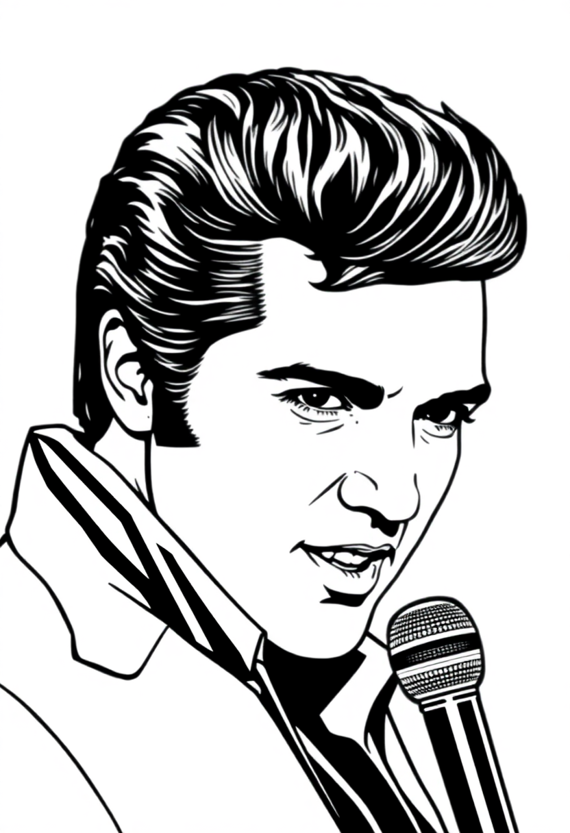 Elvis Presley Portrait coloring page, free printable