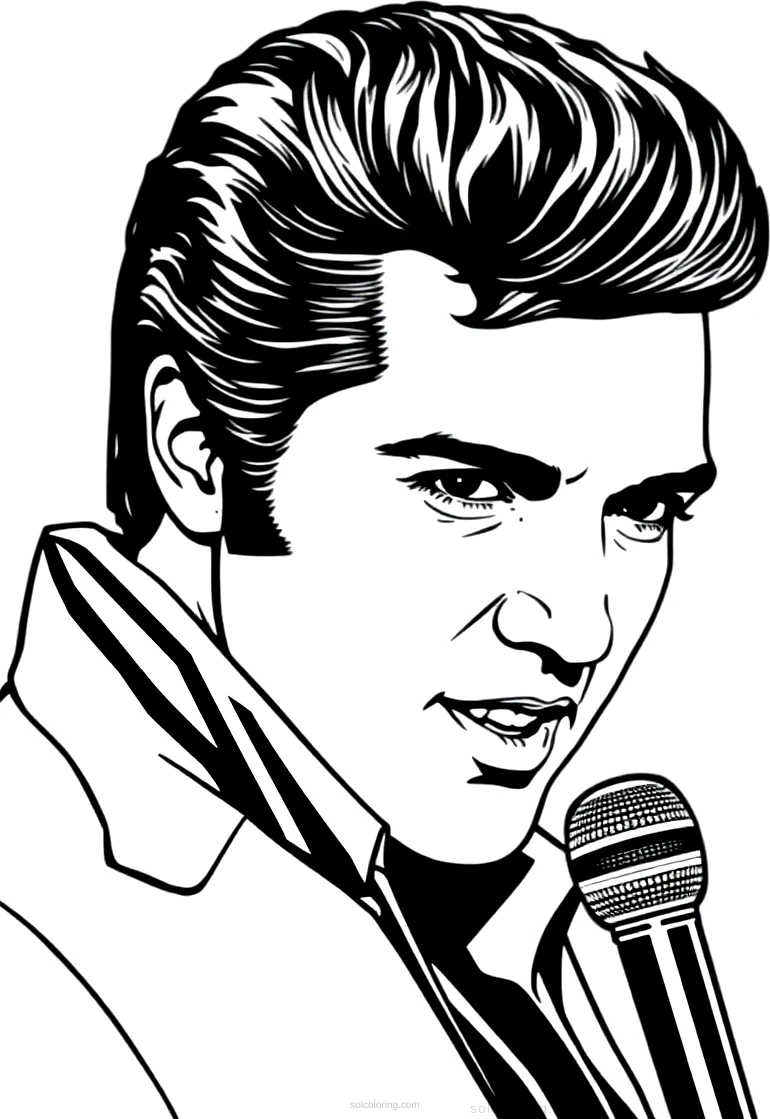 Elvis Presley Portrait coloring page for kids
