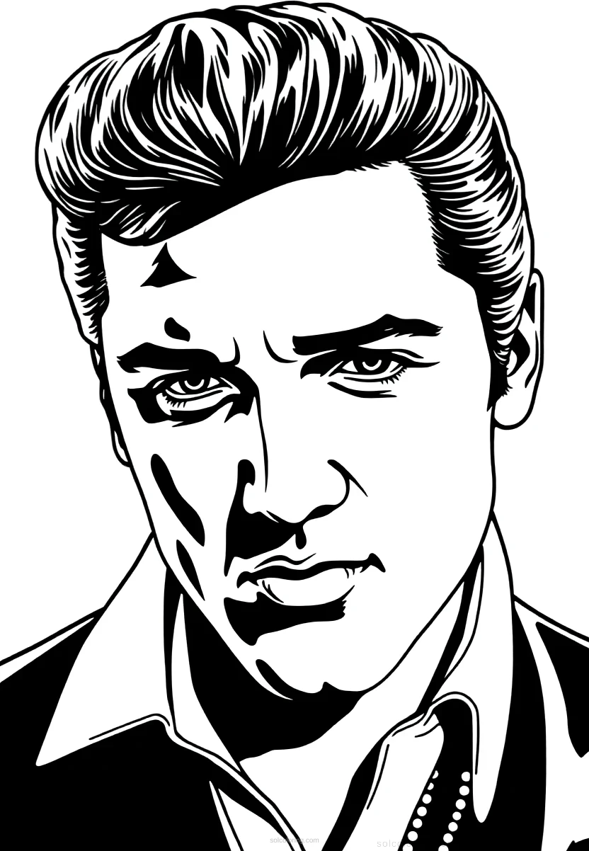 Elvis Presley Portrait coloring page for kids