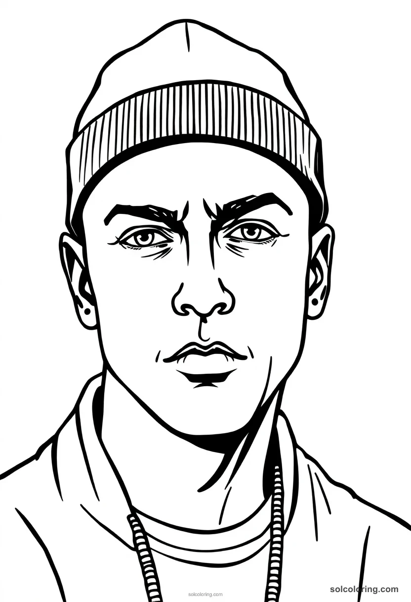 Caricature Eminem caricature coloring page for kids