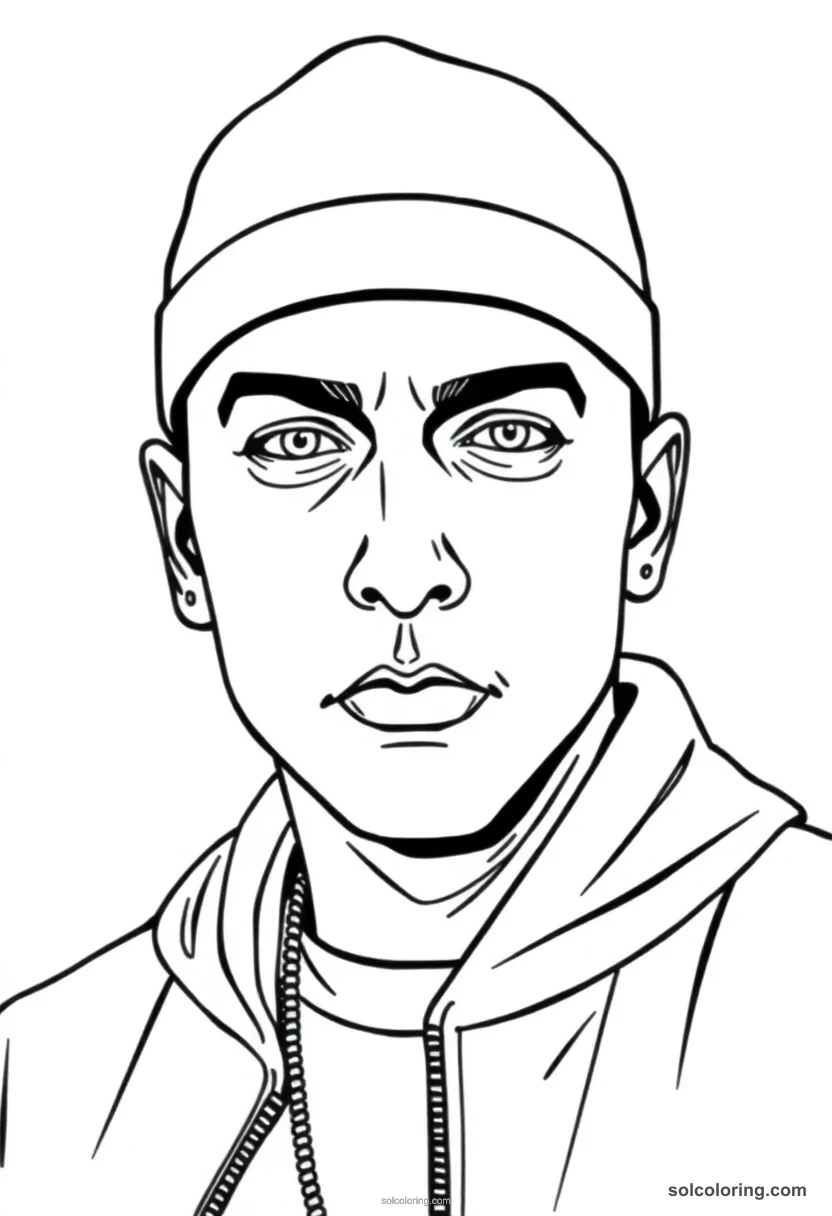 Illustrated Portrait Eminem illustrated portrait coloring page for kids