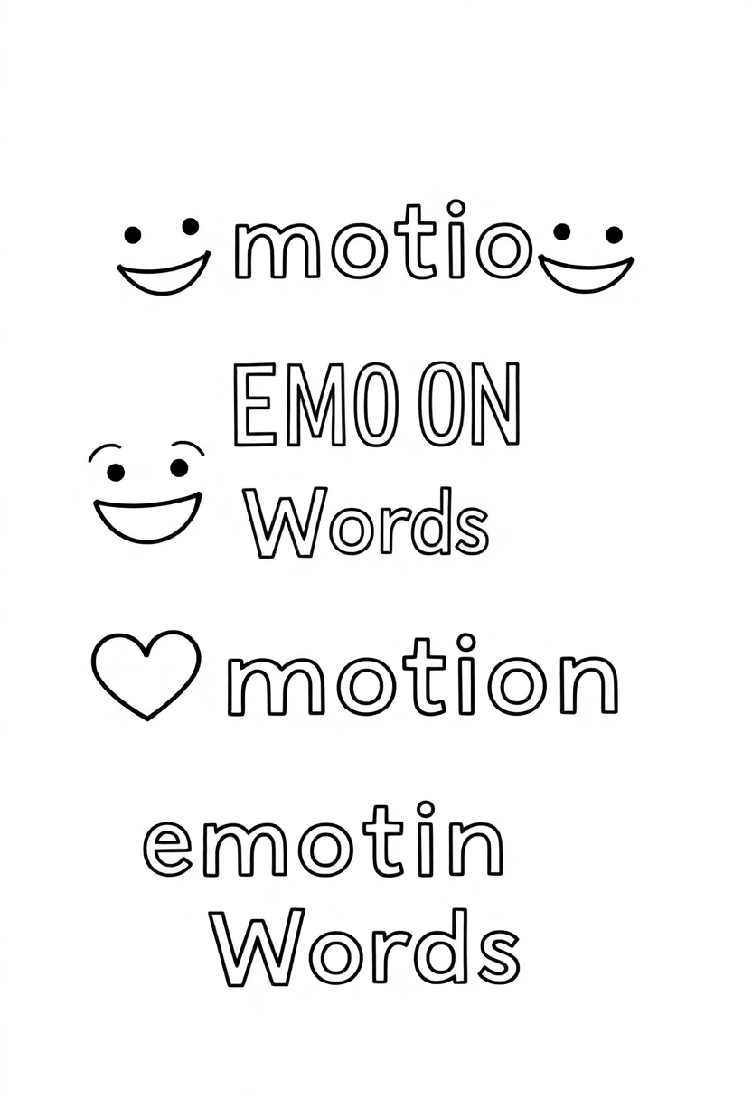 Emotion Words coloring page for kids