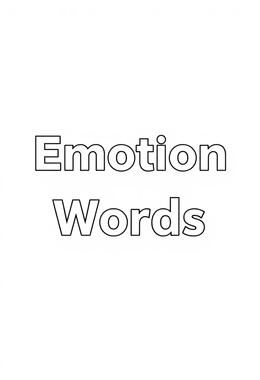 Emotion Words coloring page for kids