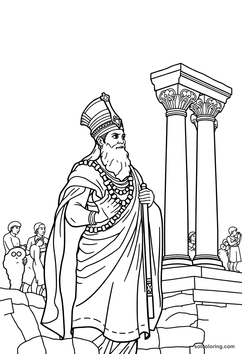 Emperor Ashoka Erecting His Pillars coloring pages
