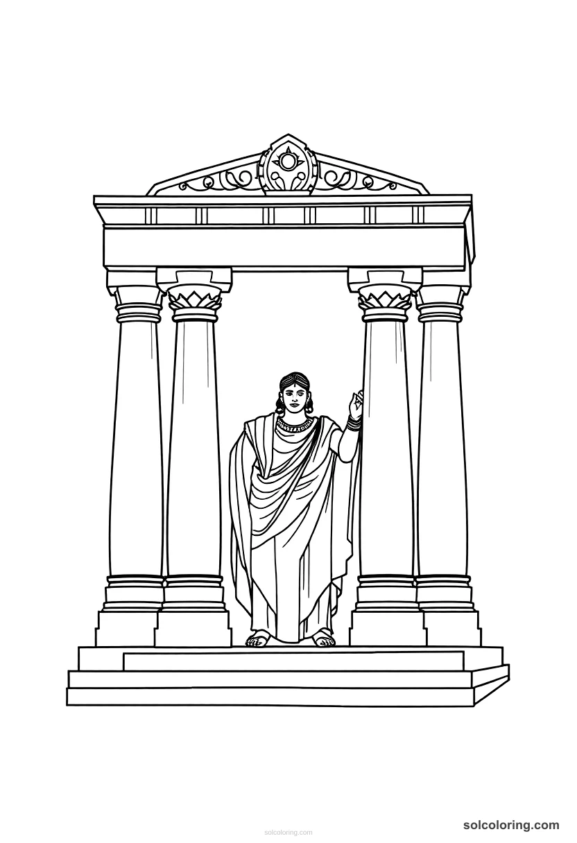 Simple Emperor Ashoka Erecting His Pillars simple coloring page for kids