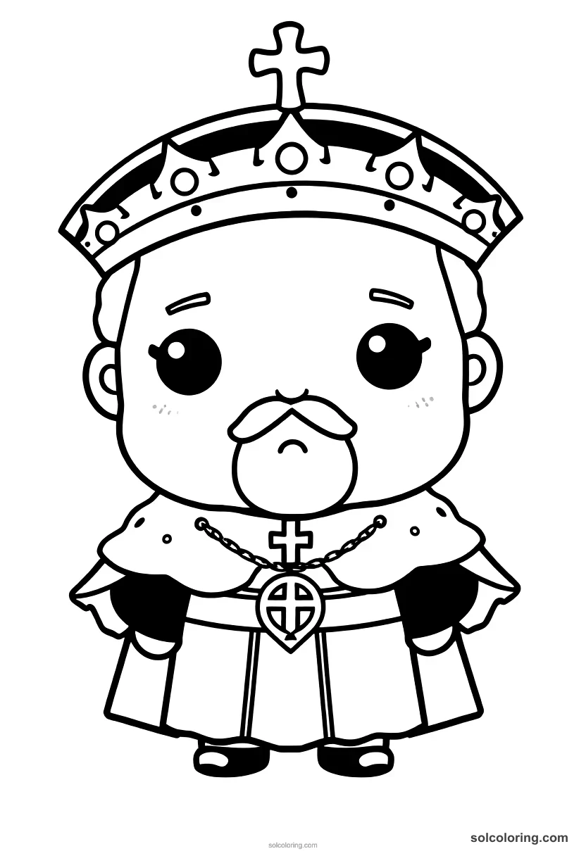 Chibi Emperor Charles V of the Holy Roman Empire chibi coloring page for kids