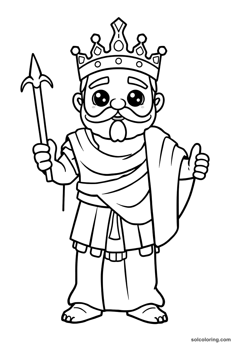 Cute Cartoon Emperor Diocletian Dividing the Empire coloring page, free printable cute cartoon style