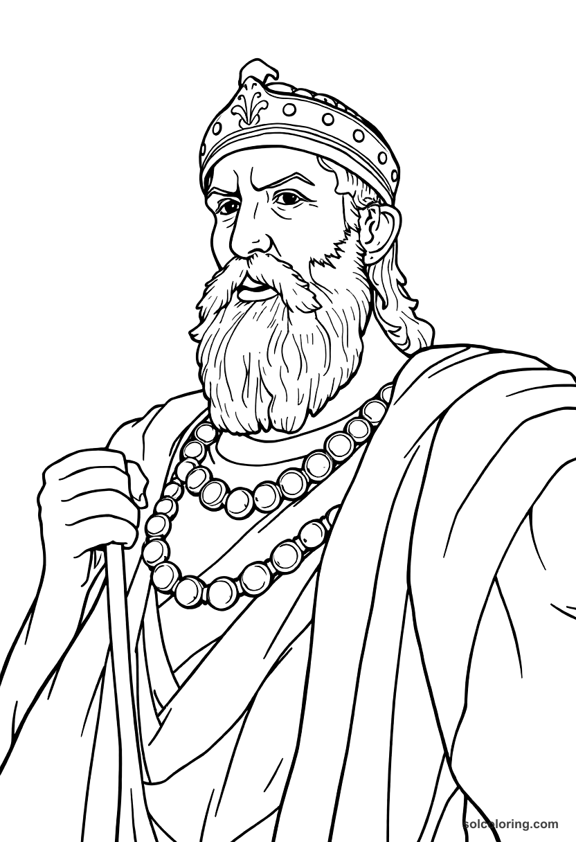 Emperor Diocletian Dividing the Empire coloring page, free printable detailed style