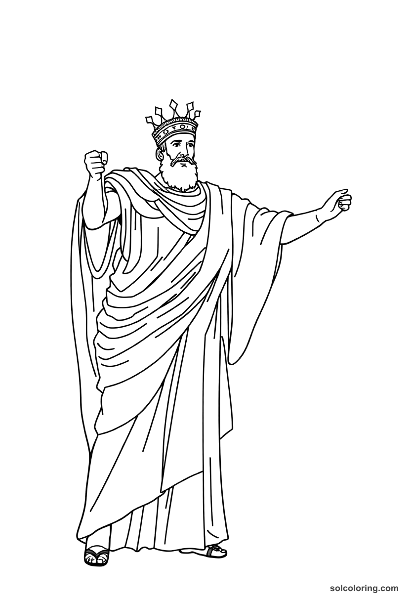 Simple Emperor Diocletian Dividing the Empire coloring page, free printable simple style