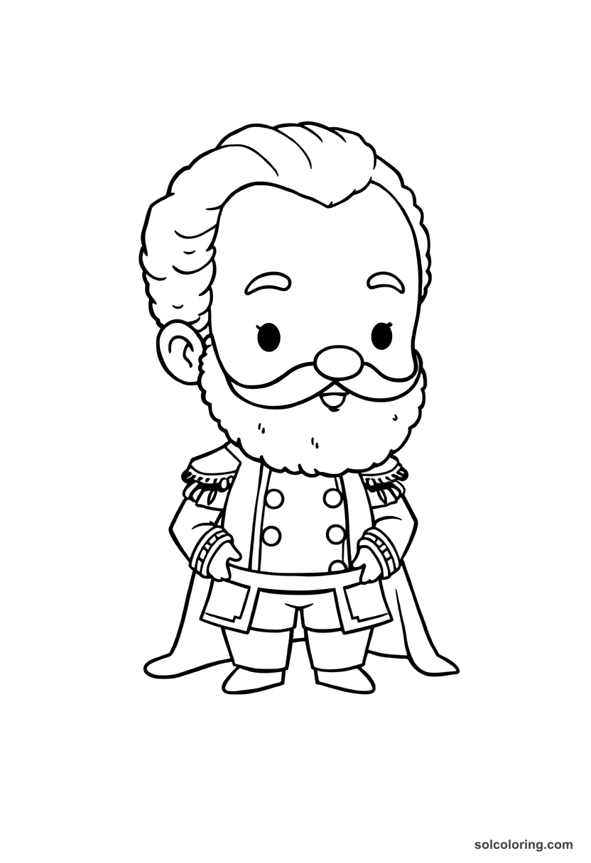 Chibi Emperor Franz Joseph I of Austria-Hungary coloring page, free printable chibi style