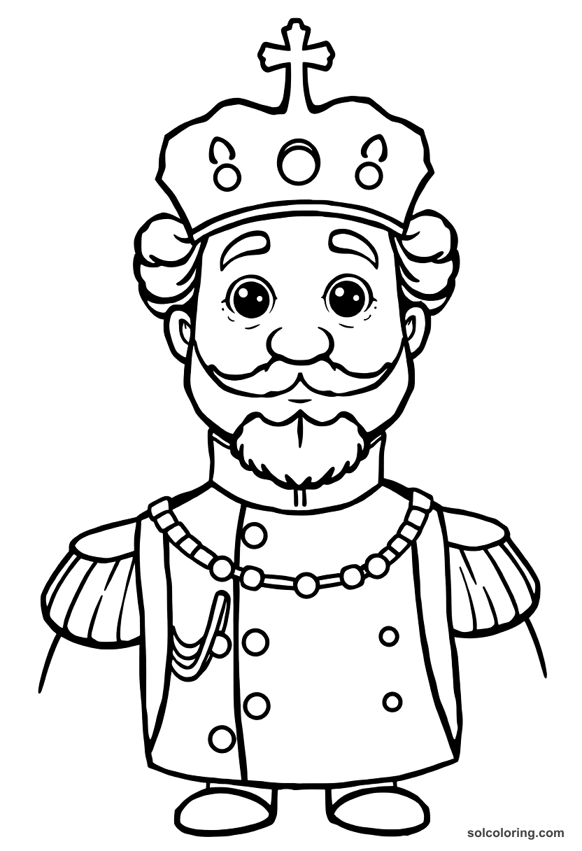 Cute Cartoon Emperor Franz Joseph I of Austria-Hungary coloring page, free printable cute cartoon style