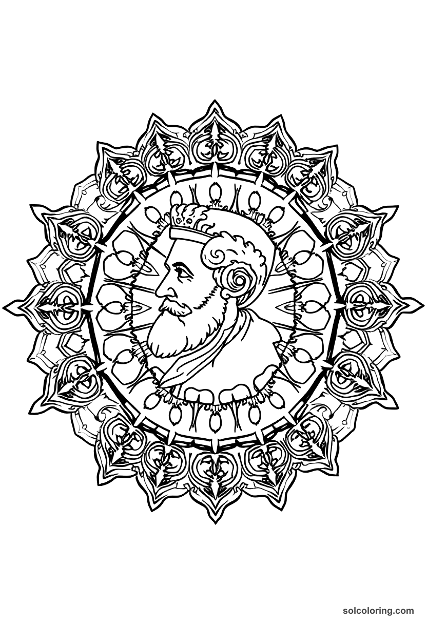 Mandala Emperor Franz Joseph I of Austria-Hungary coloring page, free printable mandala style