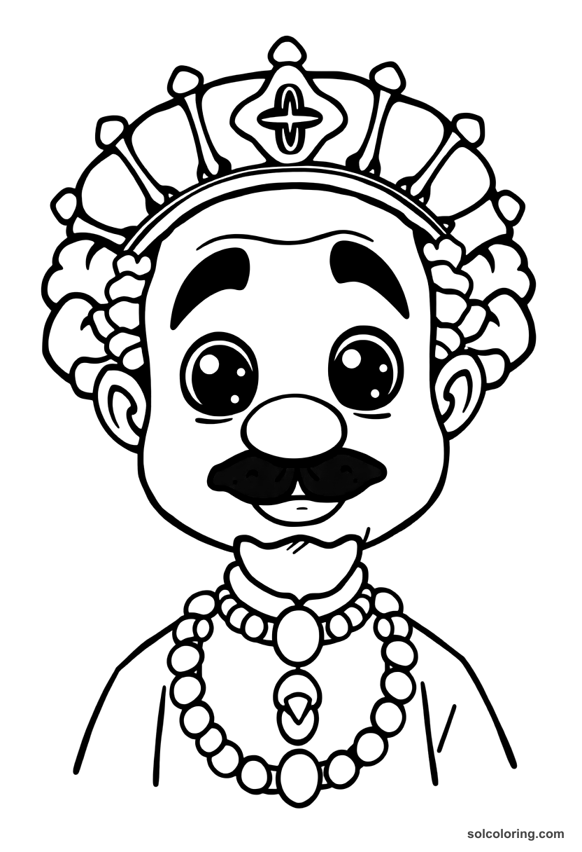 Cute Cartoon Emperor Haile Selassie of Ethiopia coloring page, free printable cute cartoon style