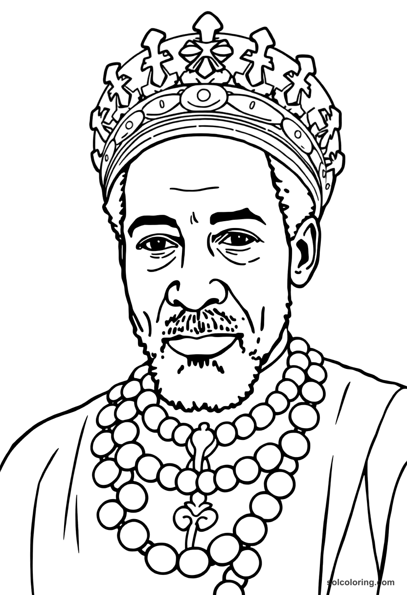 Simple Emperor Haile Selassie of Ethiopia coloring page, free printable simple style