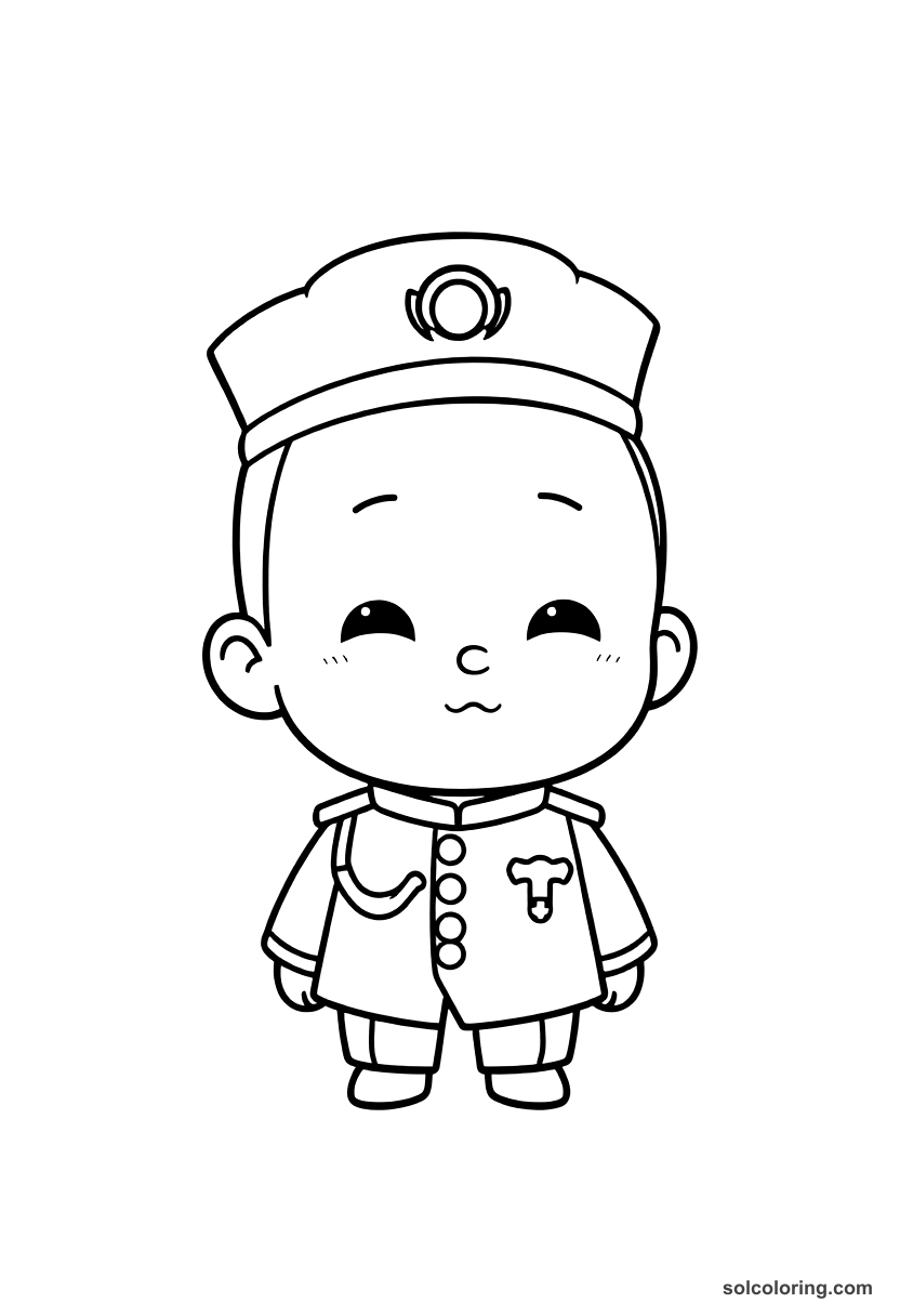 Chibi Emperor Hirohito in Military Uniform coloring page, free printable chibi style