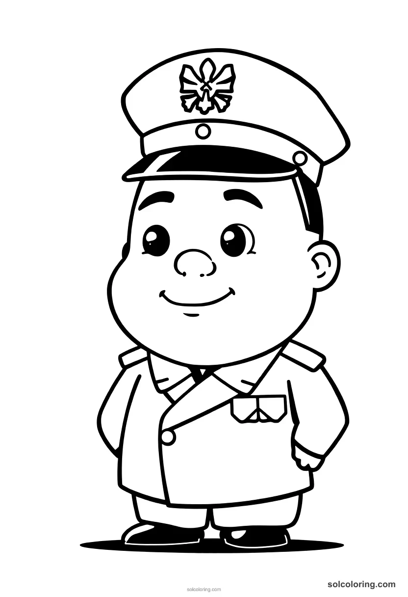 Emperor Hirohito in Military Uniform cute cartoon coloring page for kids