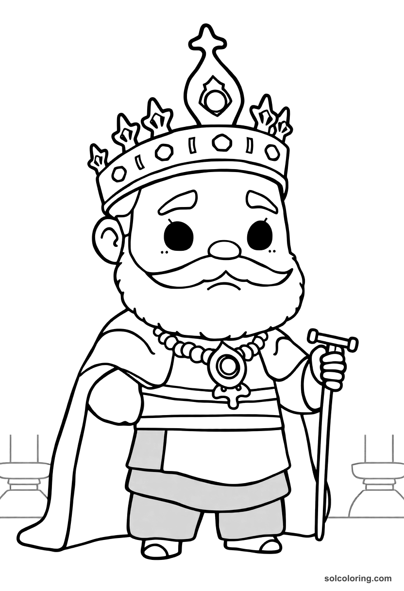 Chibi Emperor Justinian I in Byzantine Court coloring page, free printable chibi style