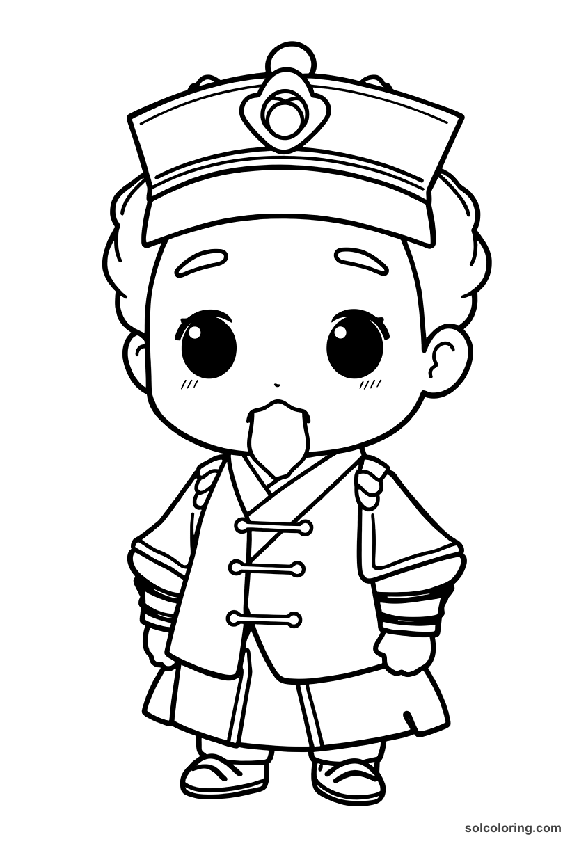 Chibi Emperor Meiji of Japan in Western Uniform coloring page, free printable chibi style