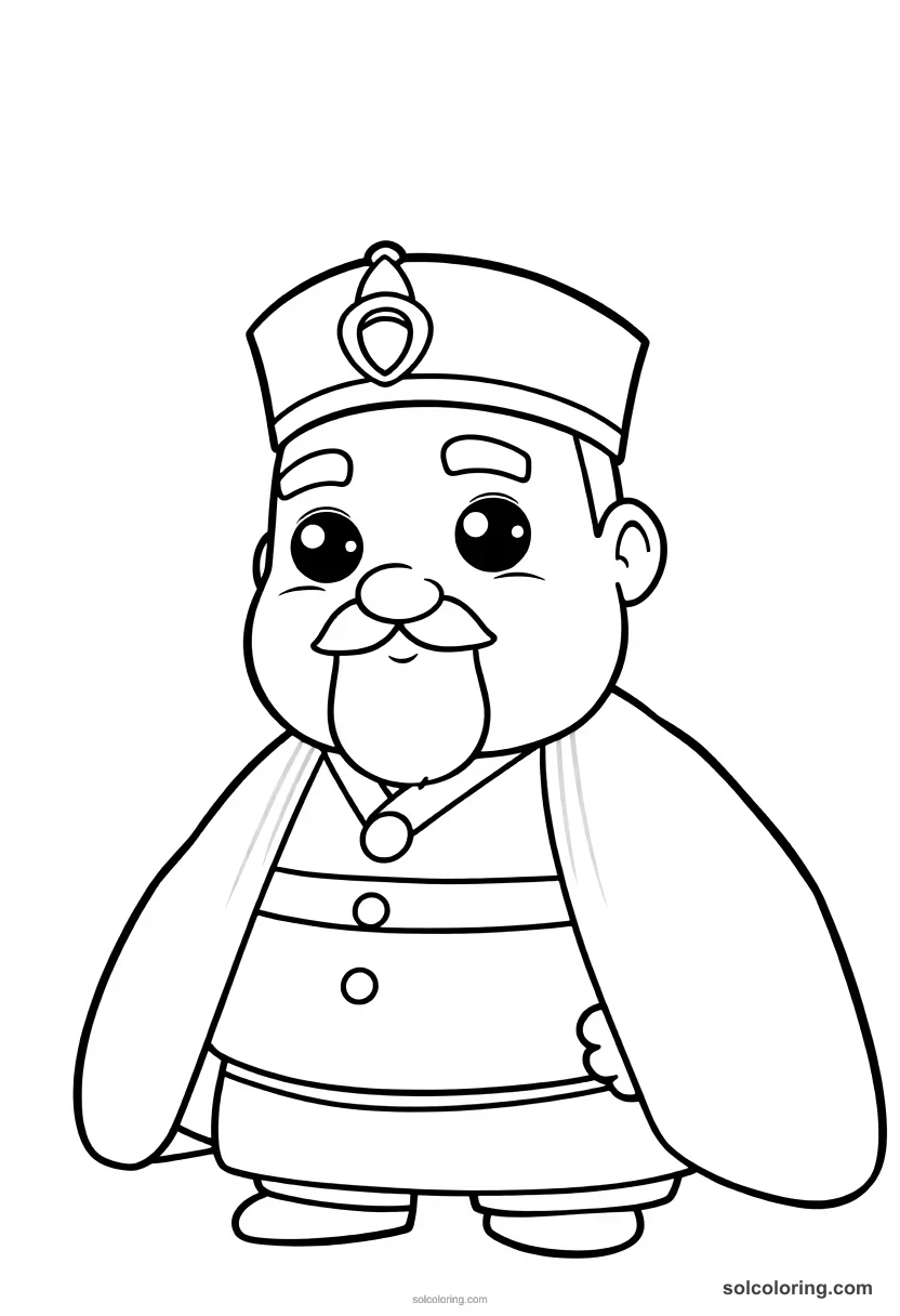 Cute Cartoon Emperor Meiji of Japan in Western Uniform cute cartoon coloring page for kids