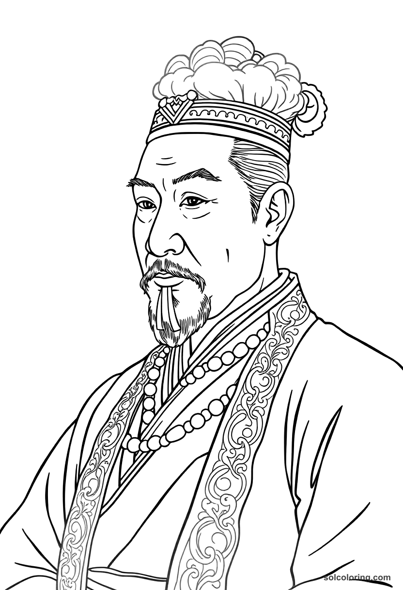 Emperor Meiji of Japan in Western Uniform coloring page, free printable detailed style