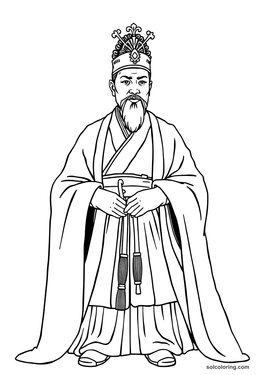 Simple Emperor Meiji of Japan in Western Uniform coloring page, free printable simple style