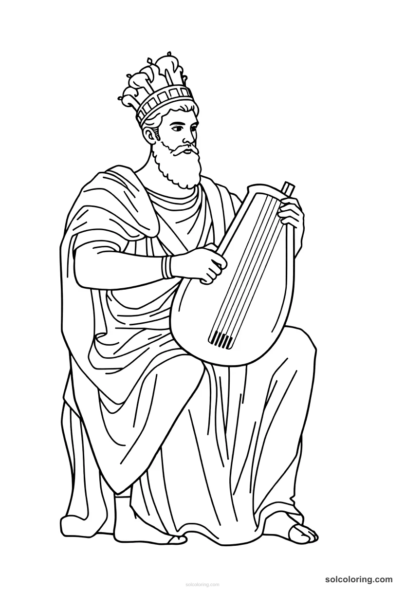 Simple Emperor Nero Playing the Lyre simple coloring page for kids