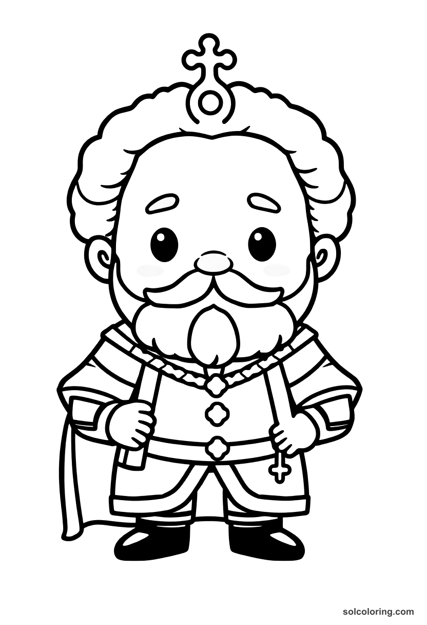 Chibi Emperor Pedro II of Brazil coloring page, free printable chibi style