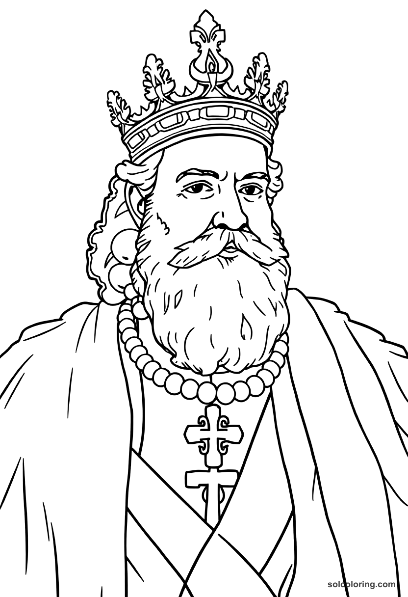 Emperor Pedro II of Brazil coloring page, free printable realistic style
