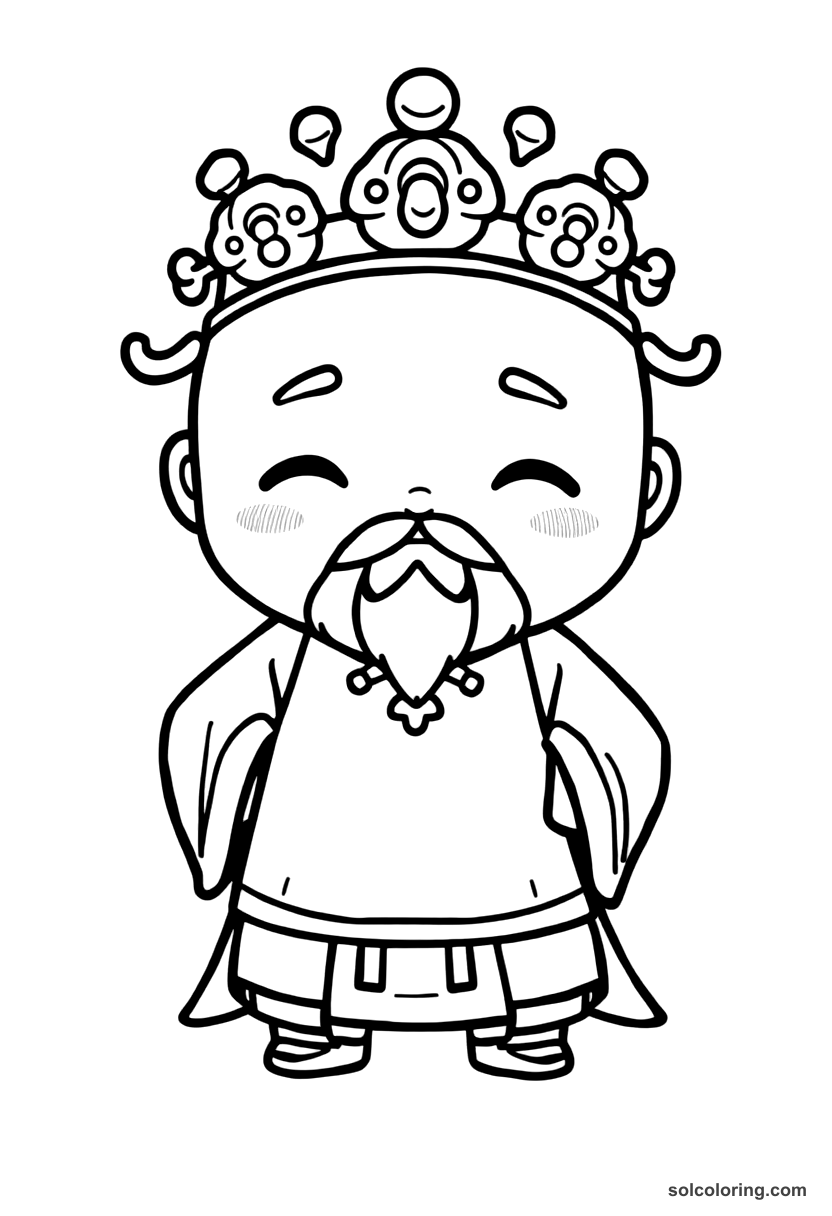 Chibi Emperor Qin Shi Huang Unifying China coloring page, free printable chibi style