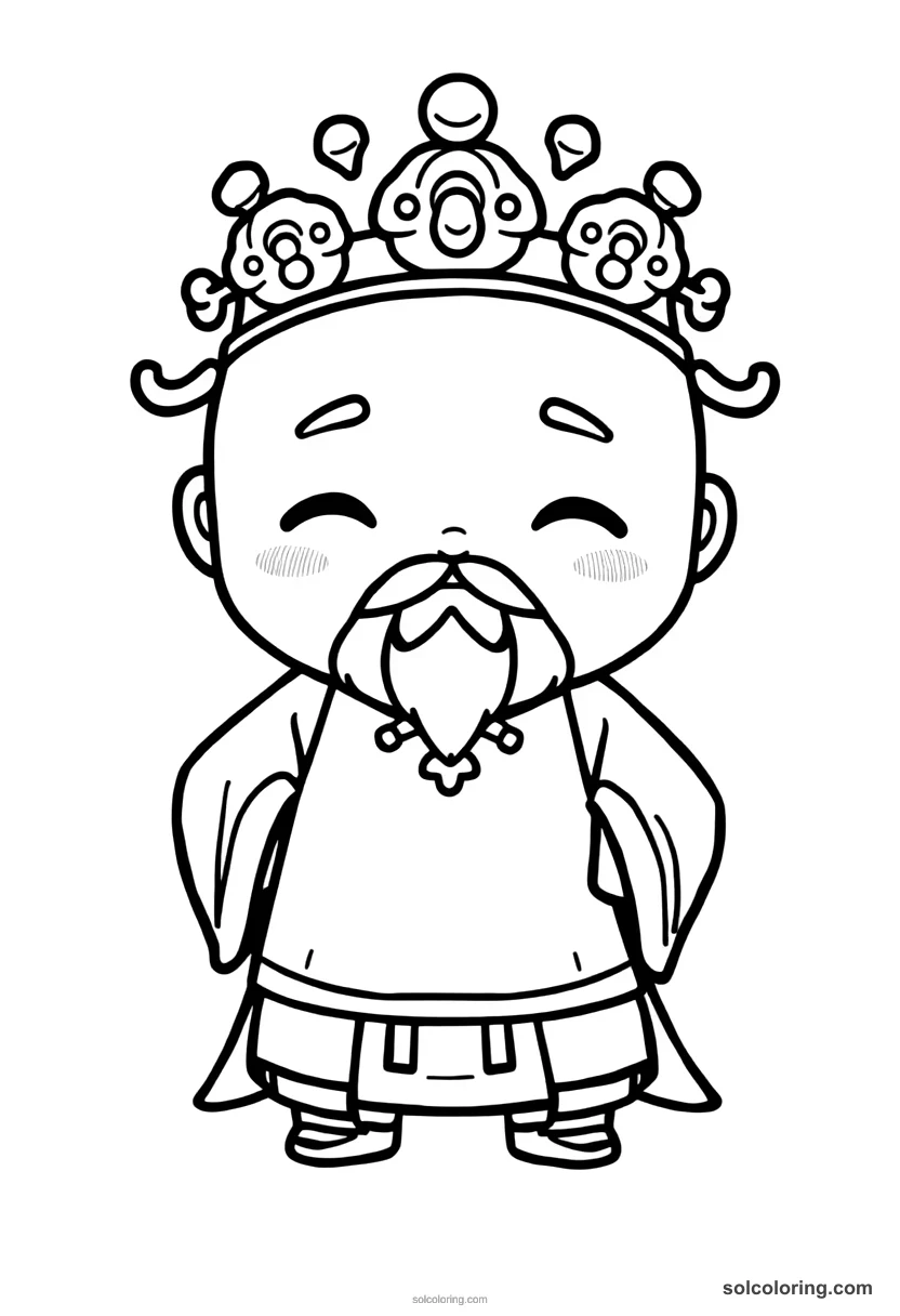 Chibi Emperor Qin Shi Huang Unifying China chibi coloring page for kids