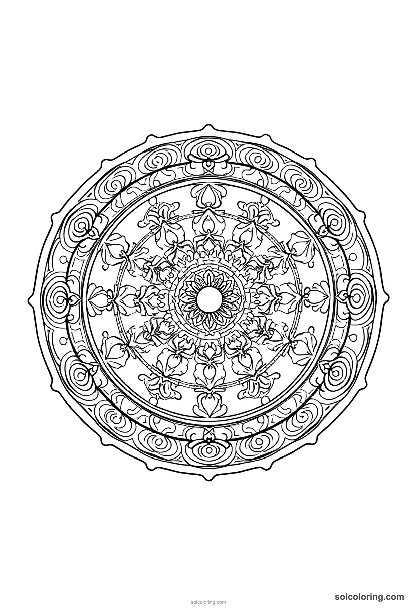 Mandala Emperor Qin Shi Huang Unifying China mandala coloring page for kids